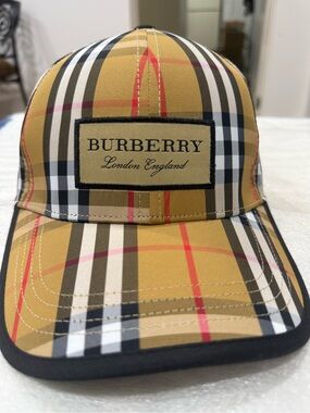 Burberry Tan Check Logo Baseball Cap